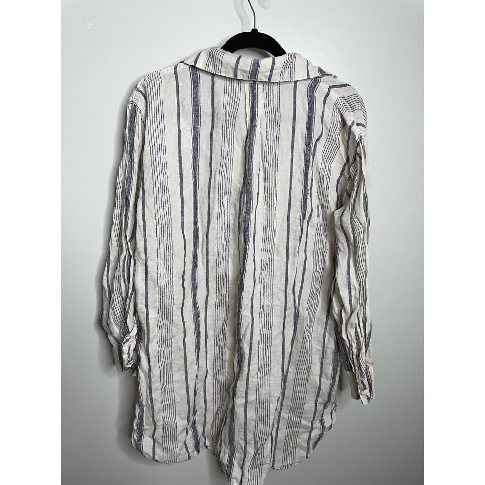 Free People CP Shades Linen Stripe Button-down Shirt Oversized Size XS NEW - Picture 7 of 8